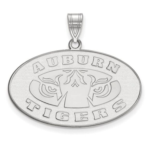 14k White Gold Auburn U Large Logo Pendant